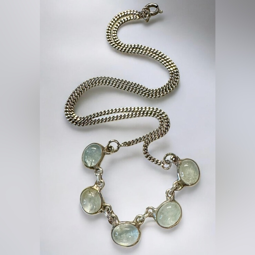 Natural Prehnite Sterling Silver Necklace